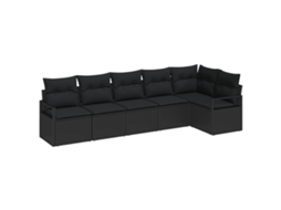 Conjunto 6 Conjunto De Móveis Para Exterior Vidaxl Preto Vime Pe (287 X 122 X 85 Cm)