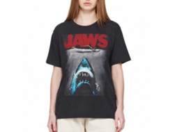 Rockinstone Jaws Movie Red Logo Heather Navy Adult T-shirt Size:s