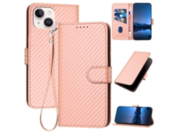 Capa Textura Fibra Para Iphone 15 Rosa