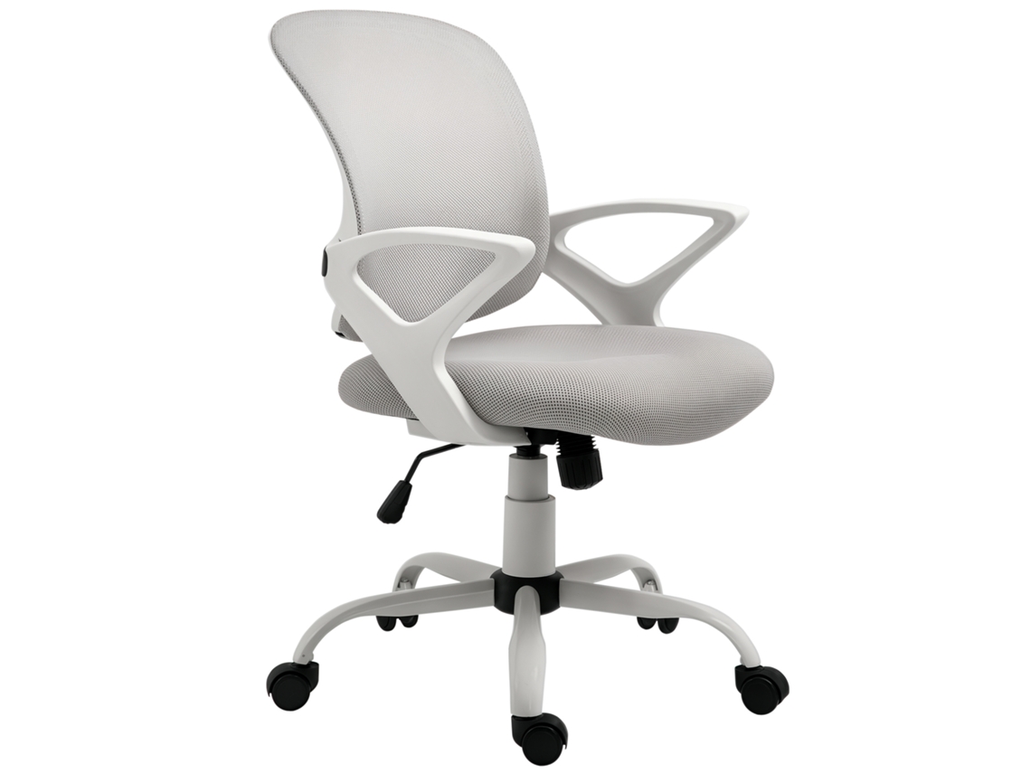 Cadeira de Escritório com Rodinhas, Assento Acolchoado, Veludo, Altura Ajustável, Espuma Alta Resiliência, 61x60x83,5 92,5cm, Creme ZENCORE SERVICES