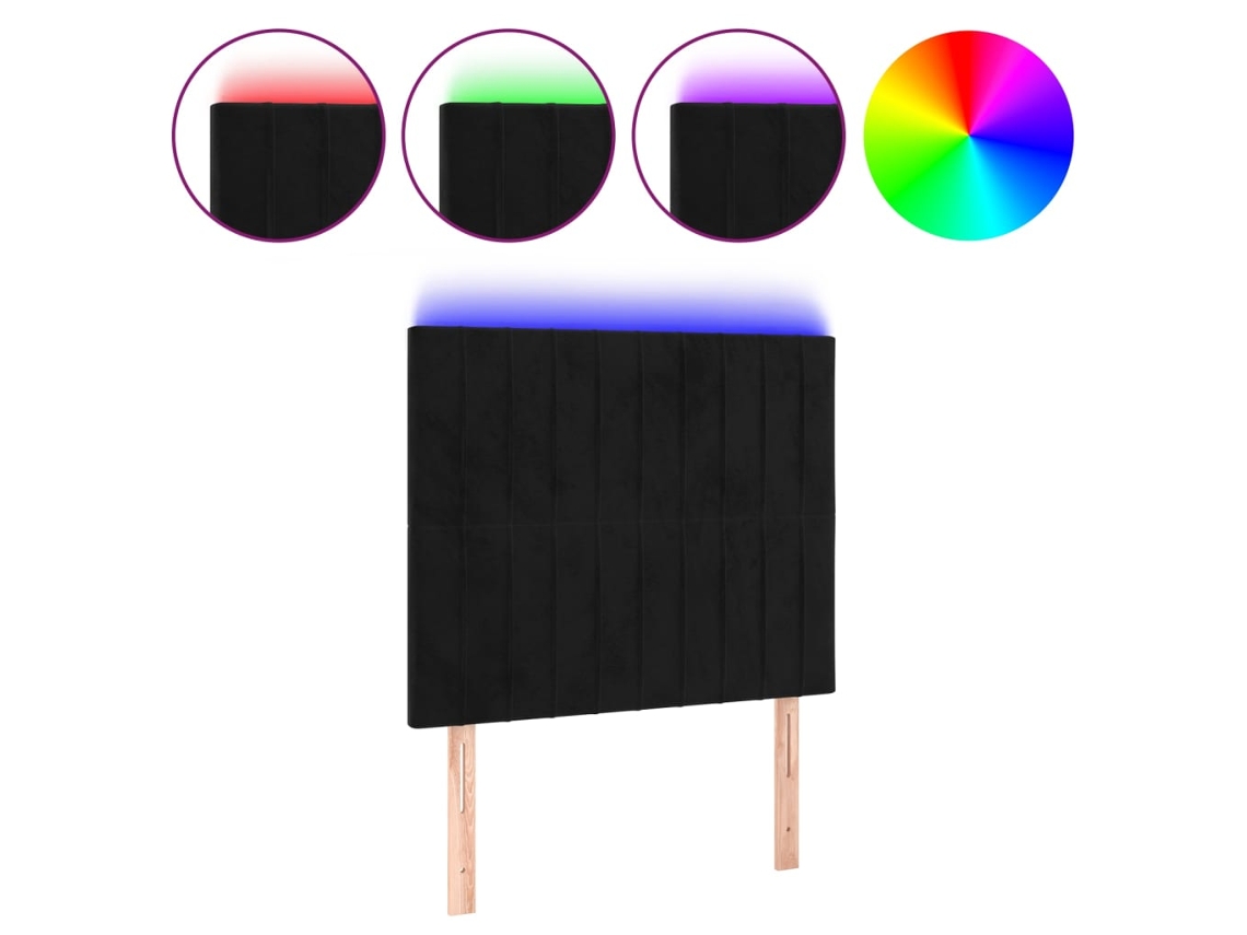 Led Headboard, Led Headboards Vidaxl Preto Veludo (100 X 5 X 118/128 Cm)