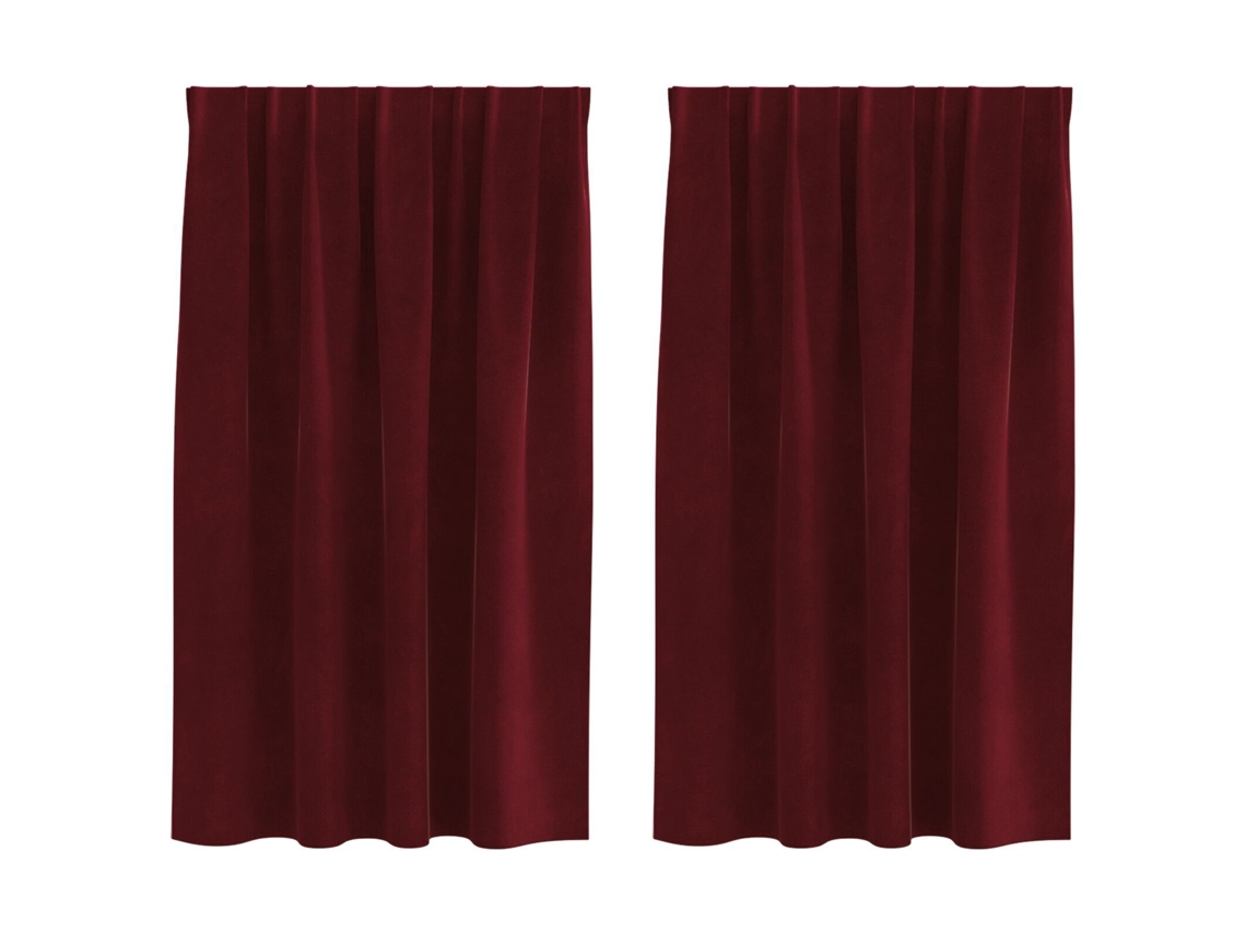 Conjunto 2 Cortinas Opacas Vidaxl Vermelho Veludo (140 X 140 Cm)
