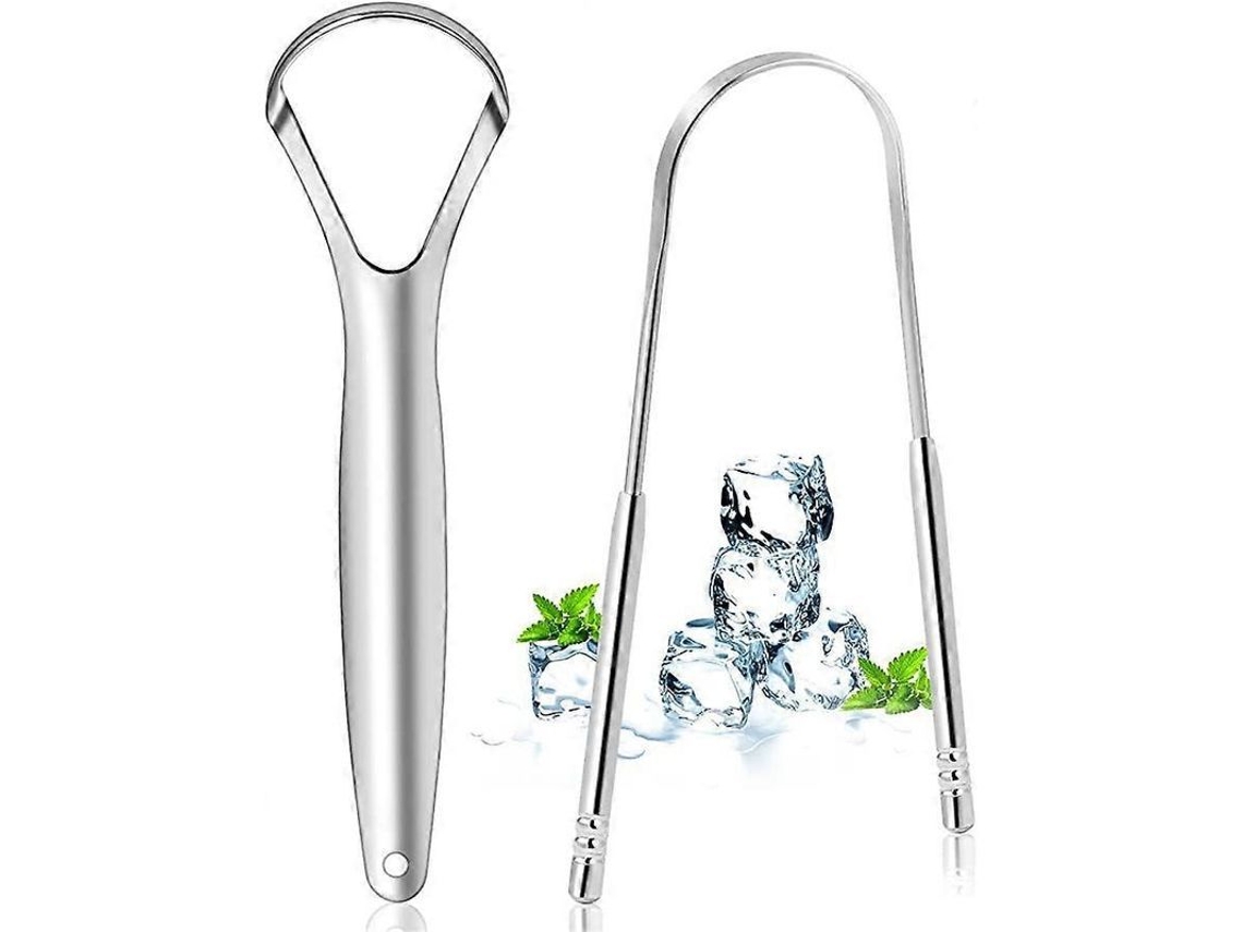 2 Peças Raspa De Língua De Aço Inoxidável Para Limpeza Bucal Qualidade Superior