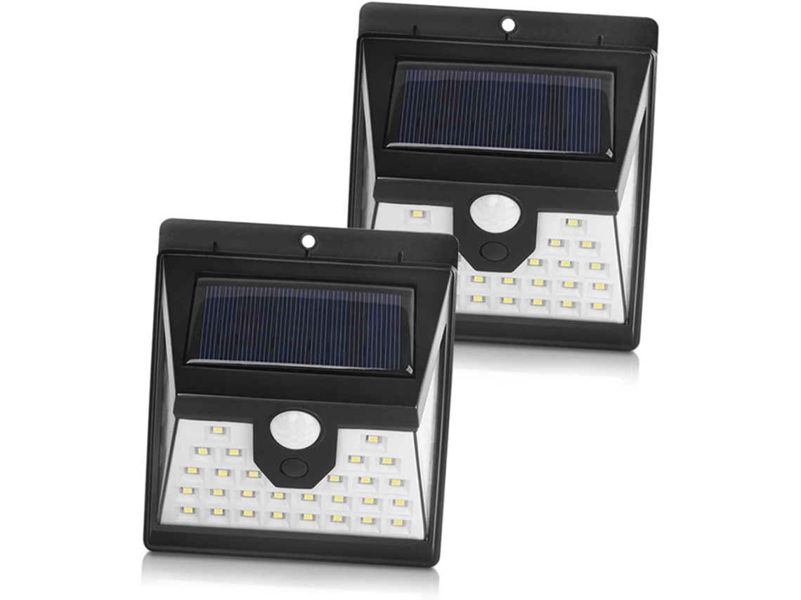 Conjunto De 2 Luminárias Solares De Parede Led À Prova D'água Com Sensor De Movimento Para Uso Externo.