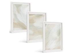 Galeria De Pinturas Murais Texturas Pictóricas, Tinta, Minimalismo Moldura Branca Quadros Para A Sala De Estar Espelharte (3 Piezas De 40x60 Cm)