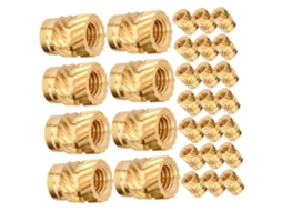 100 Porcas De Inserção Recartilhadas Latão M3 0,57x0,46x0,46 Cm