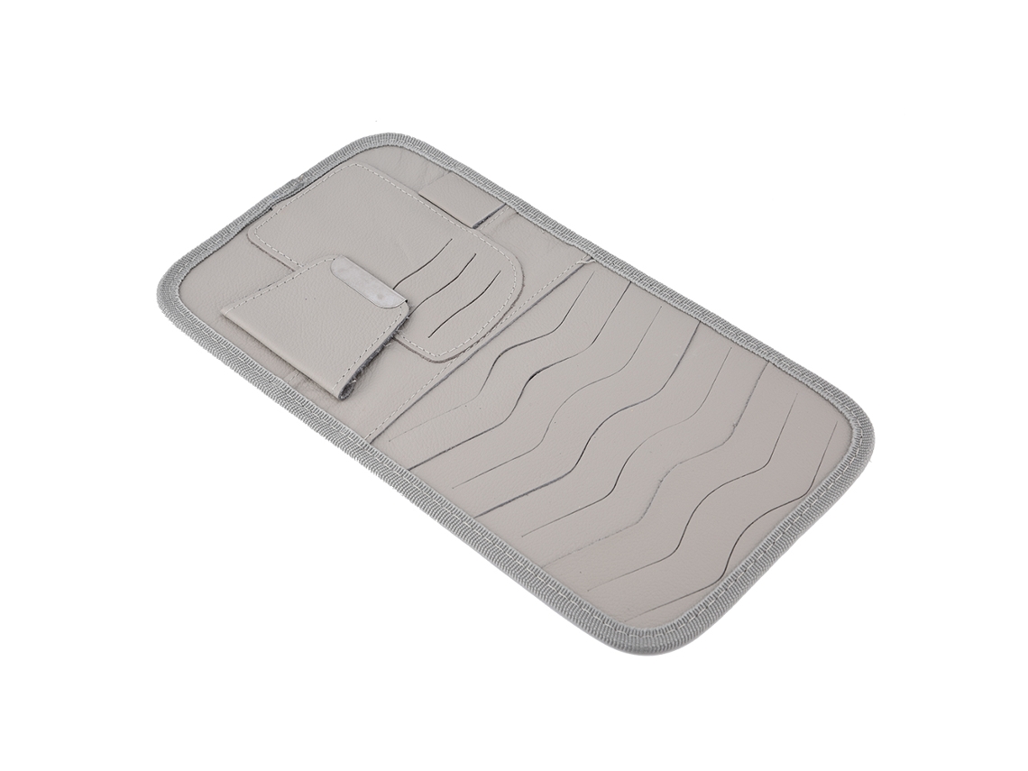 Aetheria suporte de Viseira Solar de Couro Pu Multifuncional para Carro com Armazenamento de 8 Cds e Acessórios Cinza
