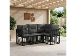 Vidaxl Conjunto De Sofás Para Exterior Preto Poliéster