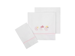 Conjunto 3 Peças Lençol Luas Rosa Happy Bear