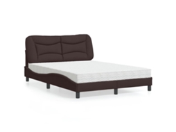 Vidaxl Cama Com Colchão Hvar 140x190 Cm Tecido Castanho-escuro