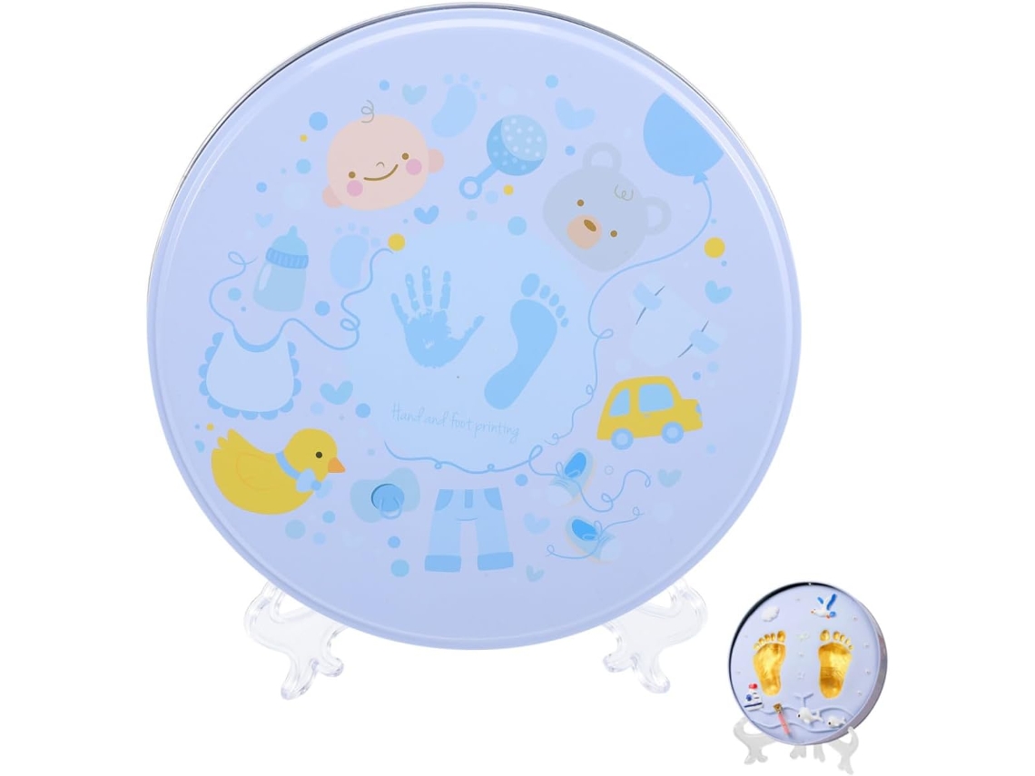 Kit para Moldar Pegadas de Bebê e Recém nascido em Azul Claro, Massa de Modelar Atóxica, CHABERLU