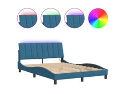 Estrutura de Cama com Led HANKO em Veludo Azul (120x200 cm)