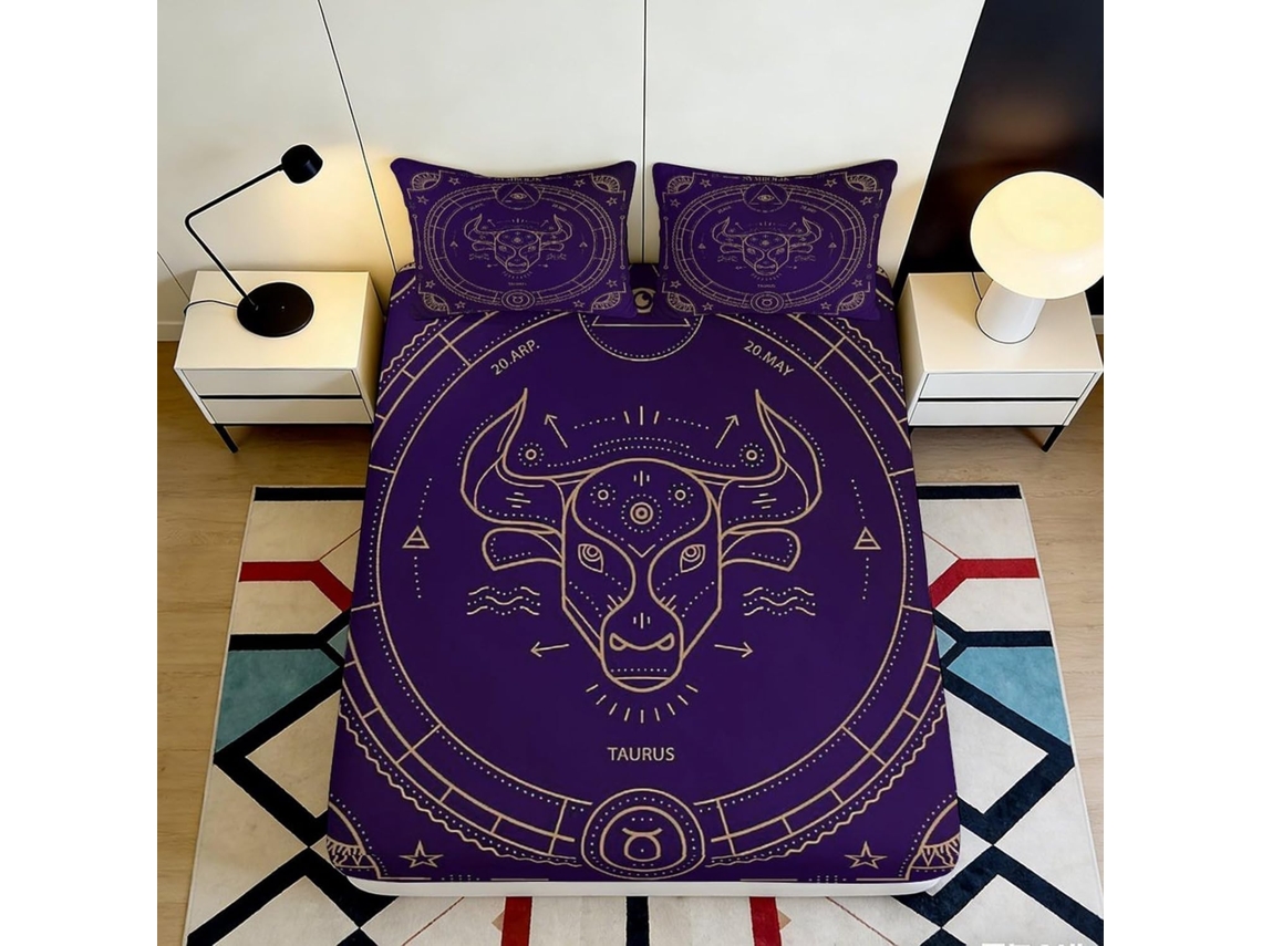 Conjunto de Cama com Estampa 3d Cabeça T em Microfibra Fronha 200x25cm