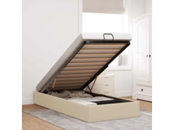 Vidaxl Estrutura De Cama Otomana Sem Colchão 90x200 Cm Tecido Creme