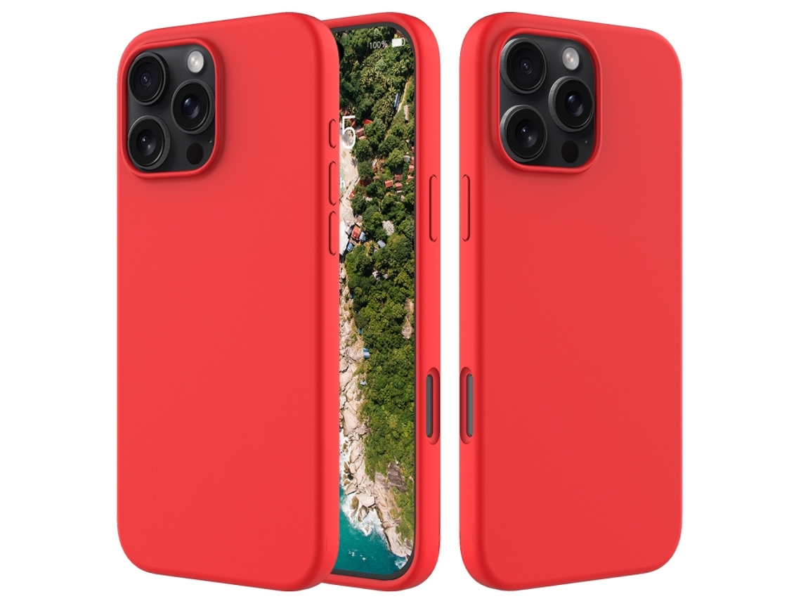 Capa De Silicone Para Iphone 16 Pro Max - Cor Sólida, Proteção Fina E Antiaderente - Vermelha