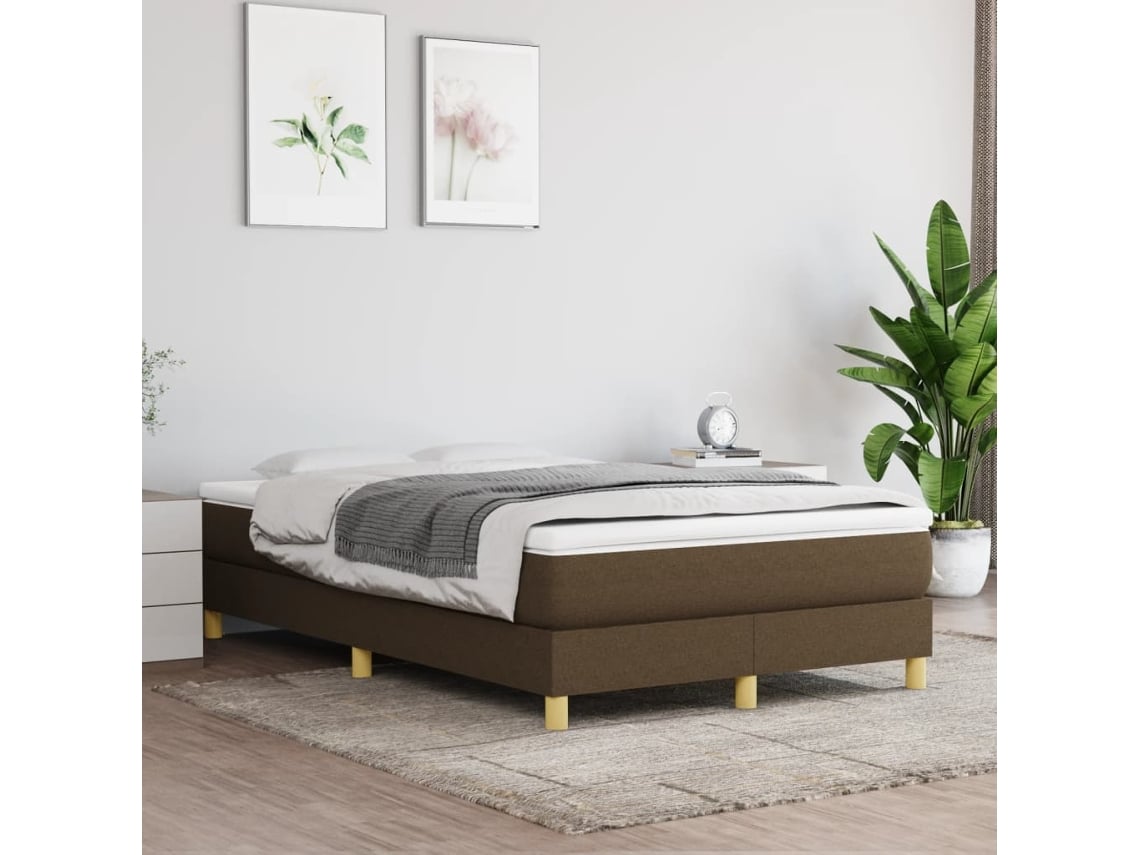 Estrutura De Cama Sem Colchão 120x200 Cm Tecido Castanho-escuro