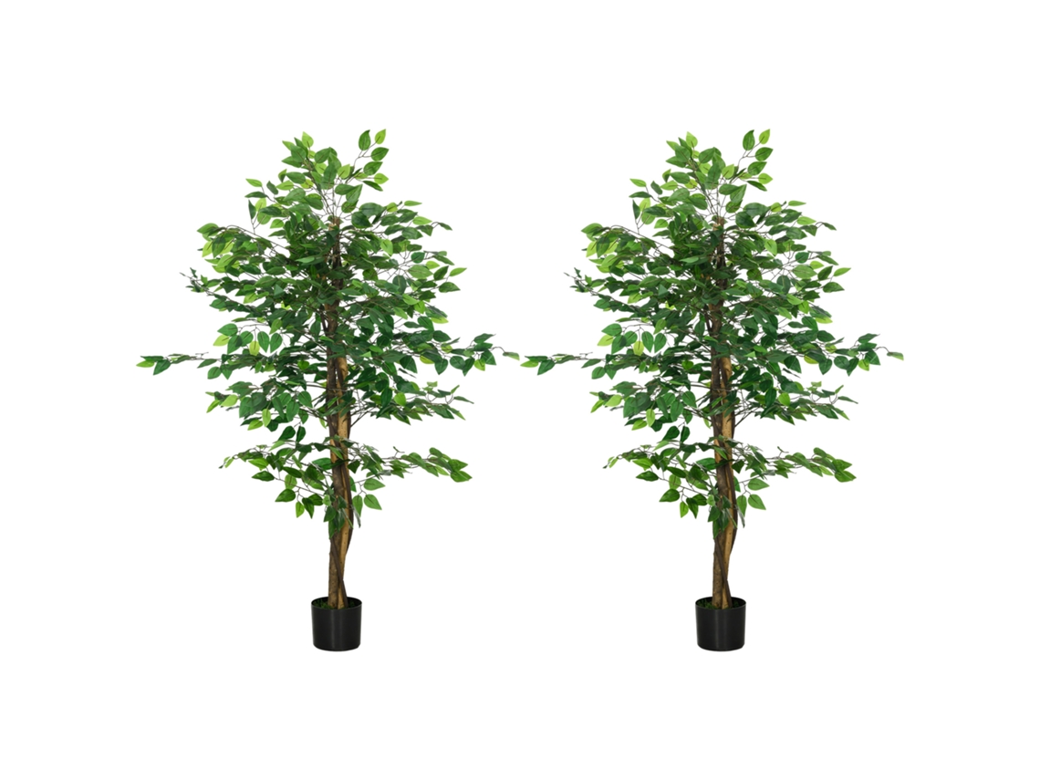 Conjunto De 2 Plantas Artificiai Peva, Metal Cor Verde Ø17,5x150 Cm Homcom