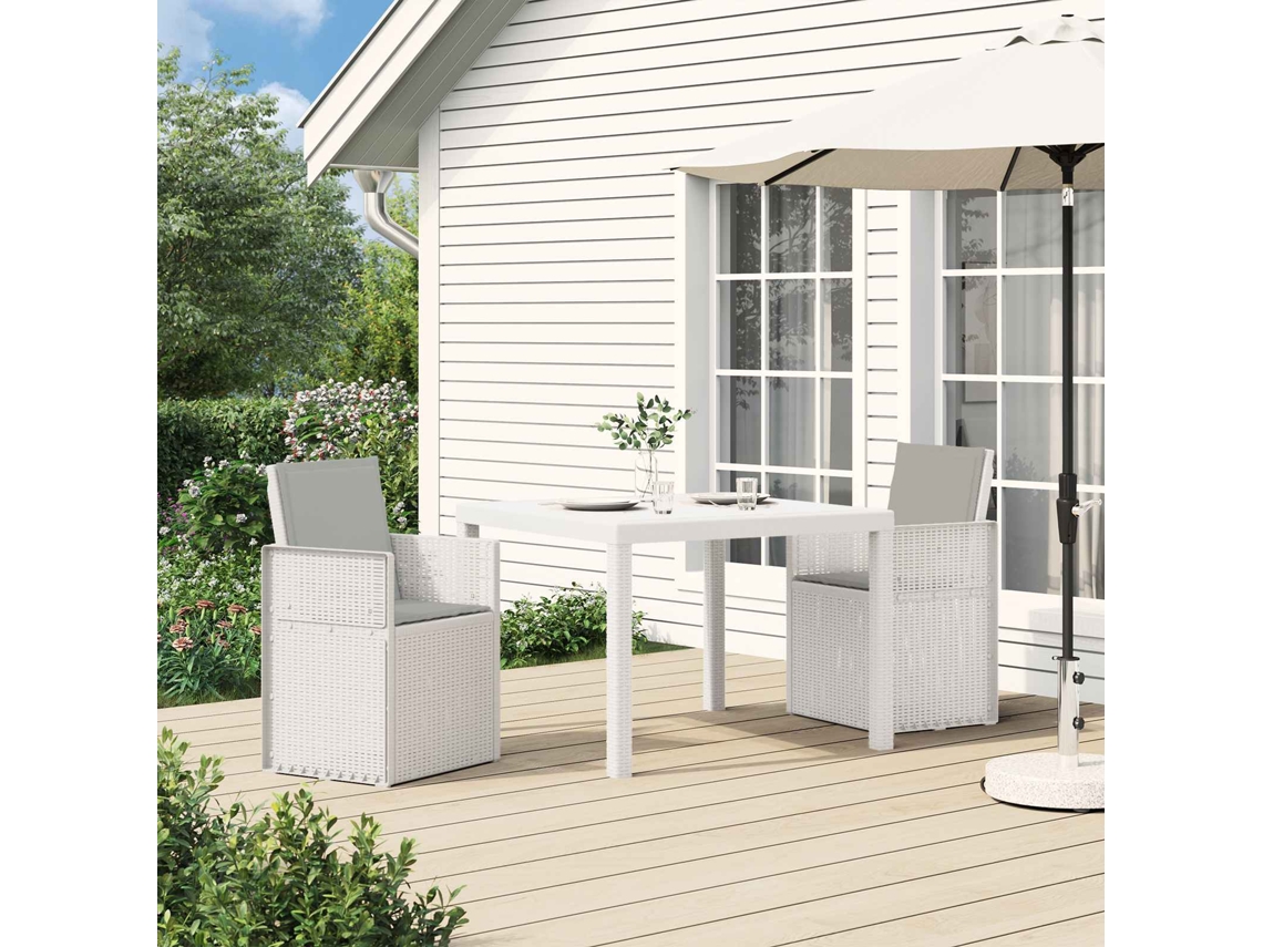 Vidaxl Cadeiras De Jantar Para Jardim 2 Unid. Branco E Cinzento-claro