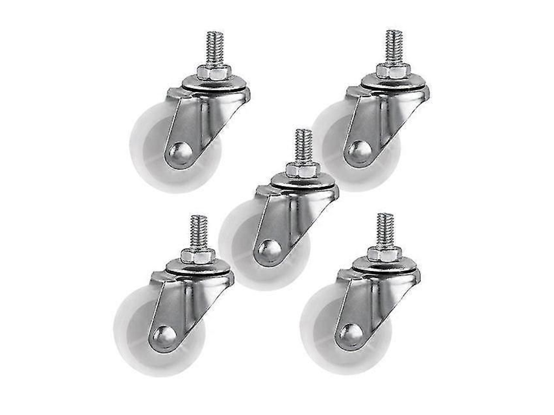 Lote De 5 Rodízios De 1,5 Polegadas Em Pp Branco, Com Rosca Universal M6, Diâmetro De 4cm, Para Estrutura De Exibição