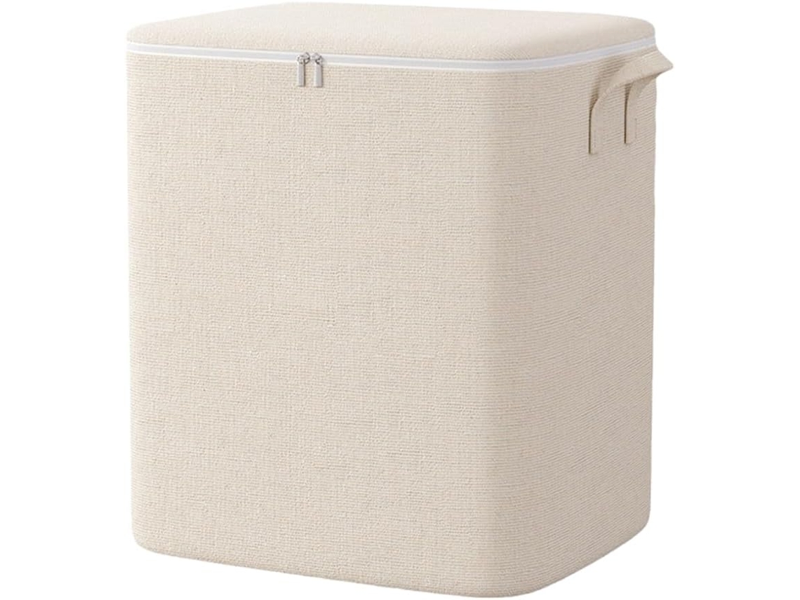 Saco de Armazenamento Grande em Algodão e Linho com Zíper, Organizador Portátil para Roupas, CHABERLU