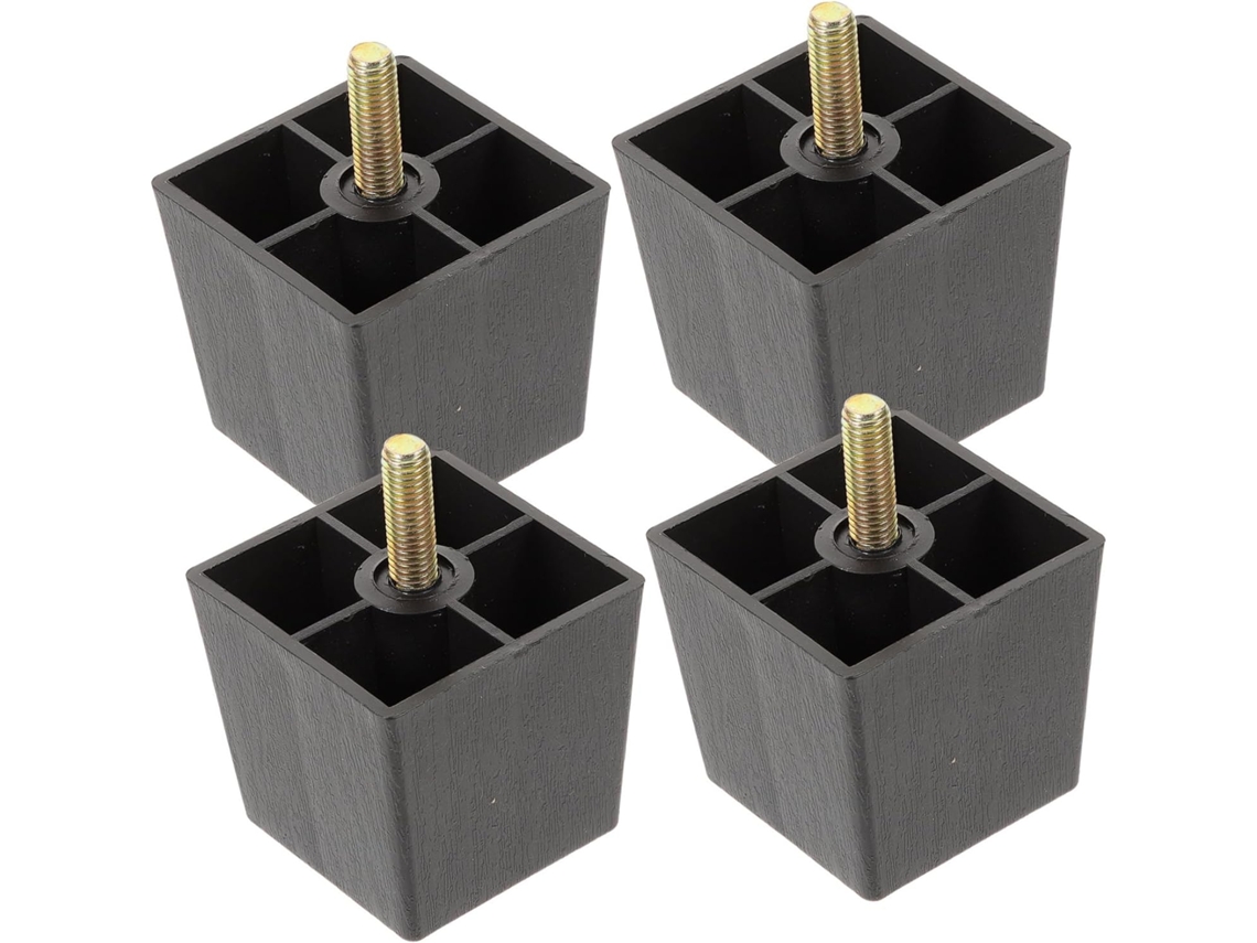 Conjunto De 4 Pés Quadrados Plástico Para Móveis, Incluindo Pés De Sofá, Resistentes E Que Servem Como Elevadores Para