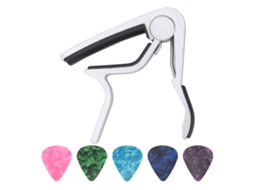 1 Capotraste de Guitarra, 5 Palhetas de Celuloide, Liga de Zinco, Acessórios de Reparo para Instrumentos de Cordas Slowmoose (Prata)