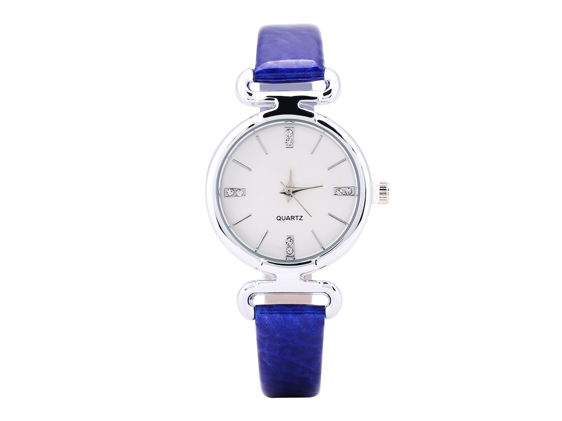 Relógio Analógico Feminino de Quartzo Strass com Pulseira Royal Blue para Negócios