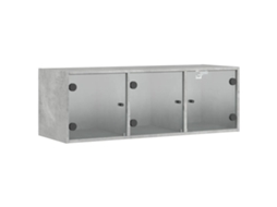Armário de Parede C/ Portas de Vidro 102x37x35 cm Cinza Cimento MAISON EXCLUSIVE