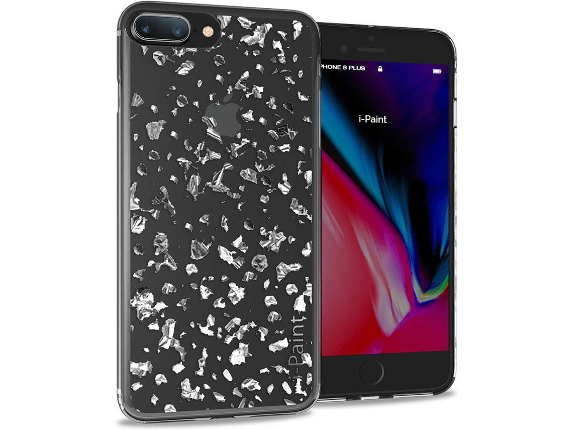 Capa iPhone 6 Plus, 6s Plus, 7 Plus, 8 Plus I-PAINT Glitter Prateado