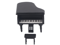 Mali piano de Cola de Madeira com Banquinho para Casinha de Bonecas 1:12 (preto)