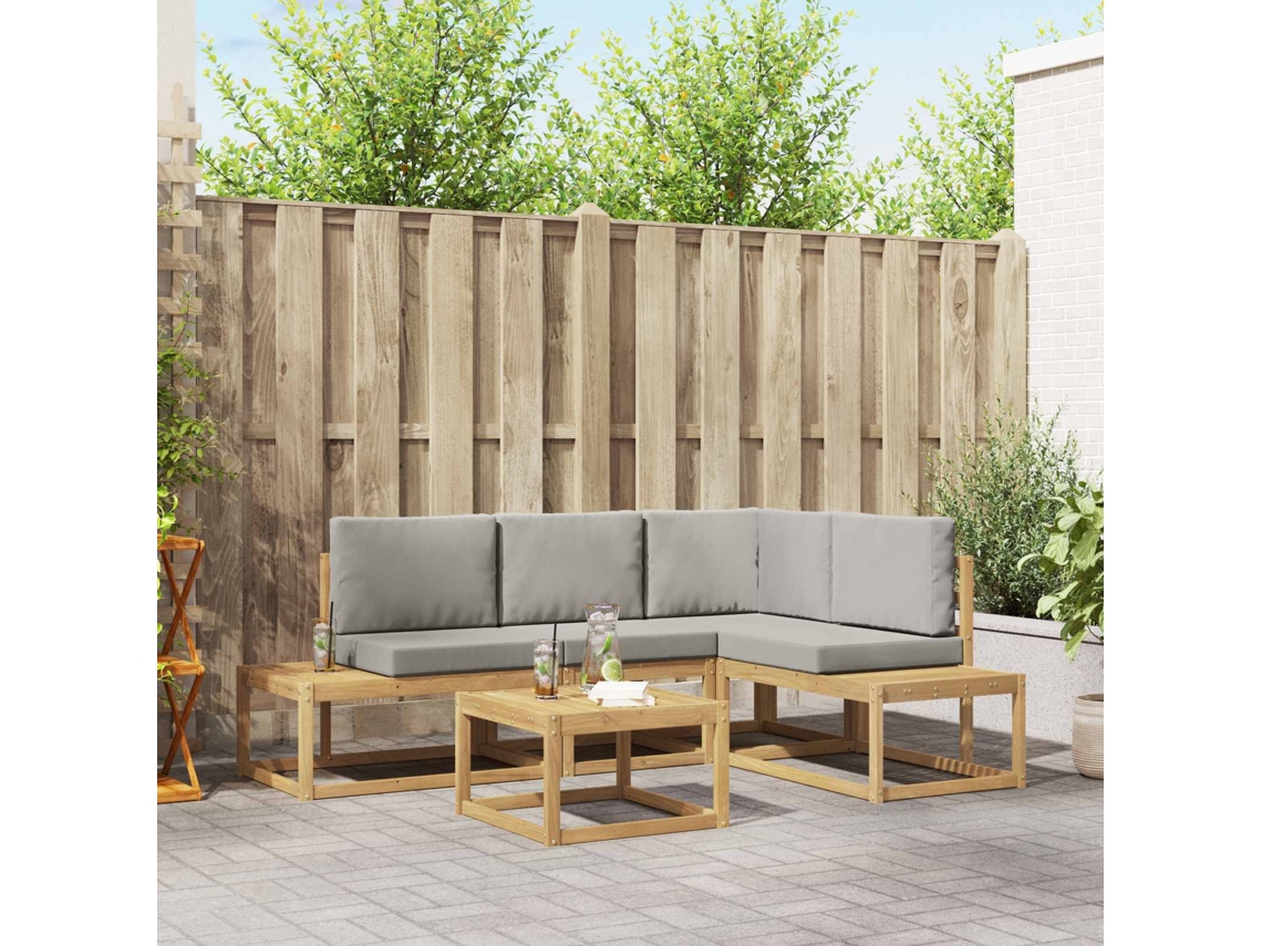 Vidaxl Conjunto De Sofás Para Exterior 4 Peça Branco E Cinzento-claro
