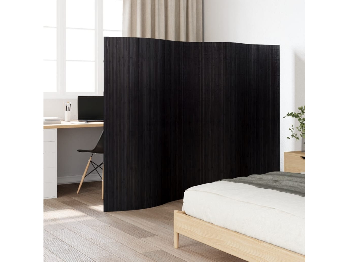 Vidaxl Divisória Largura 250 Cm Altura 165 Cm Bambu Preto