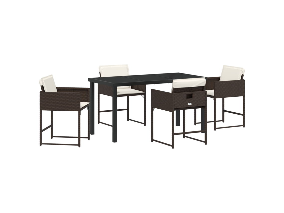 Conjunto 5 Conjunto De Jantar Moderno Vidaxl Castanho Vime Pe (140 X 70 X 73 Cm)