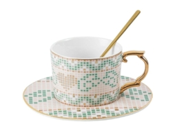 Caneca de café de cerâmica 2026, luxuosa, leve, estilo retrô europeu, conjunto para casa, 160ml, própria para micro-ondas