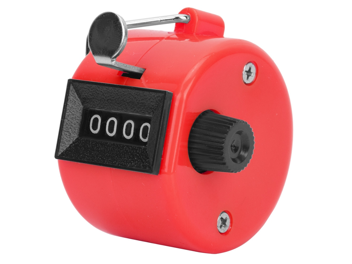 Contador Manual Berm 4 Dígitos Plástico Com Cabo E Gancho Reset Ferramenta De Contagem Portátil Vermelho