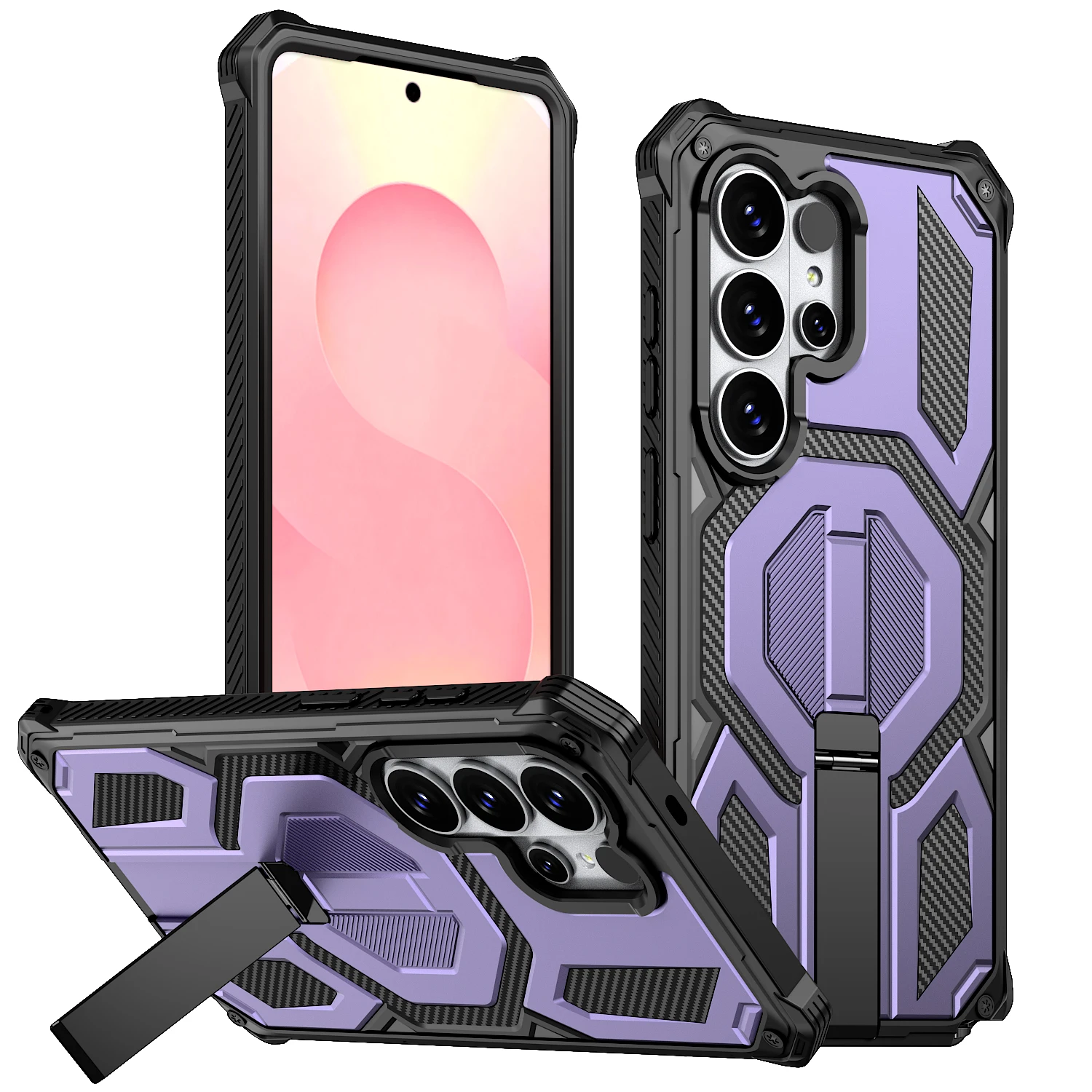 (roxo, Galaxy S26) Capa Para Celular Com Suporte Magnético De Metal E Função De Carregamento Sem Fio.