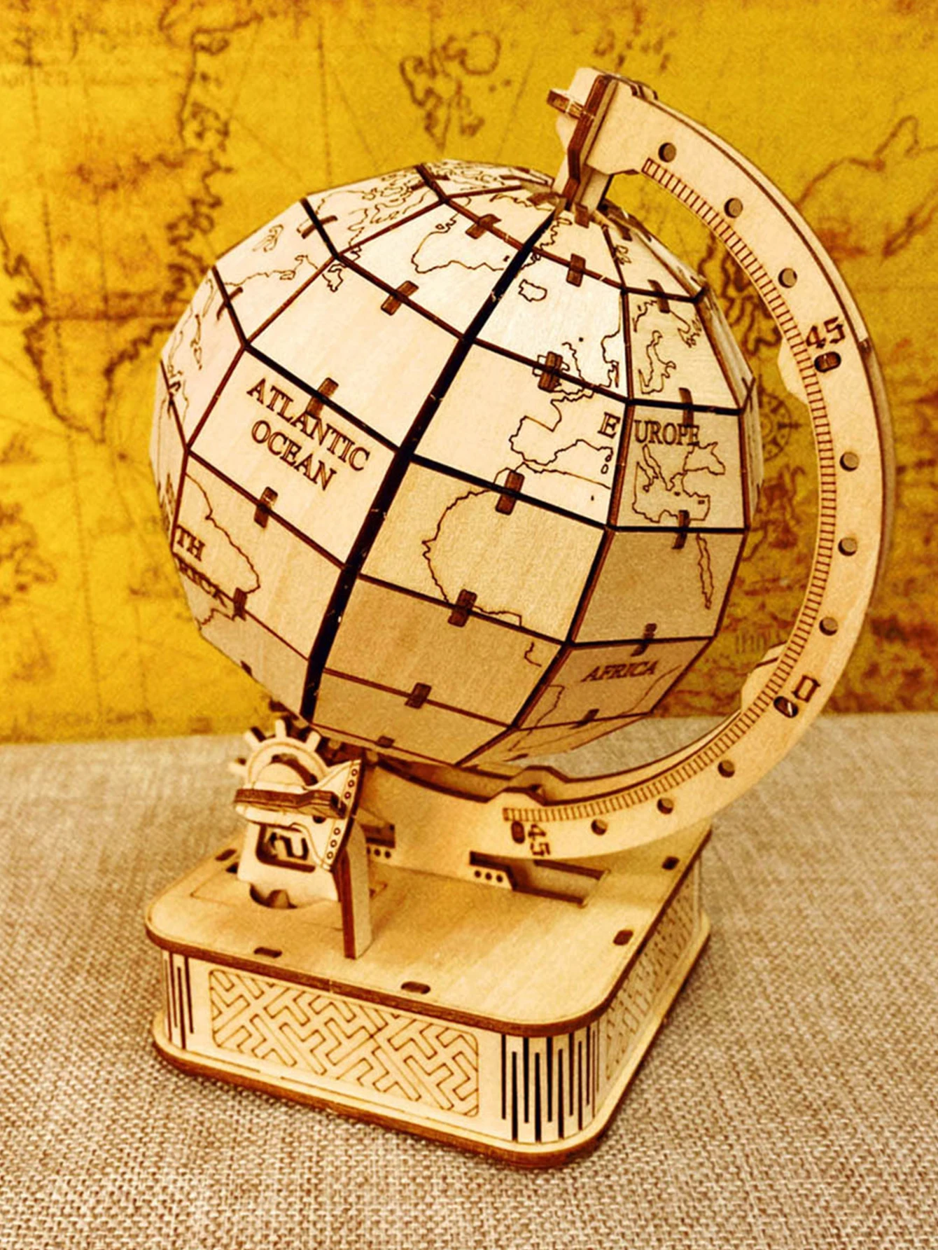Globo Terrestre em 3d Feito de Madeira. Kit para Montar Peças Artesanais. MDUG