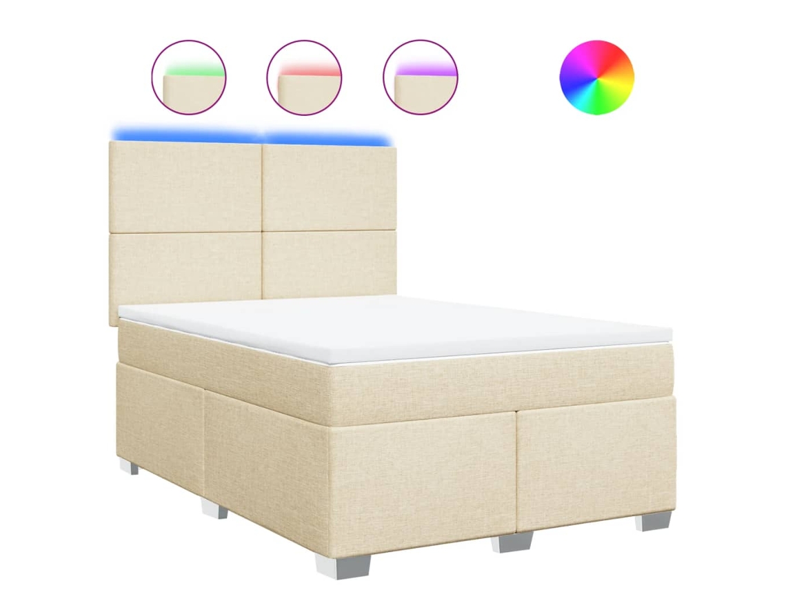 Box Spring Bed, Box Spring Beds Vidaxl Creme Tecido (140 X 190 Cm)