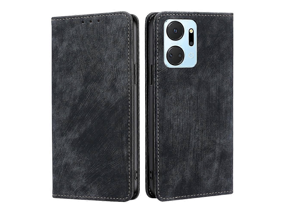 Capa De Celular Em Couro Escovado Magnético Anti-roubo Rfid Para Honor X7a