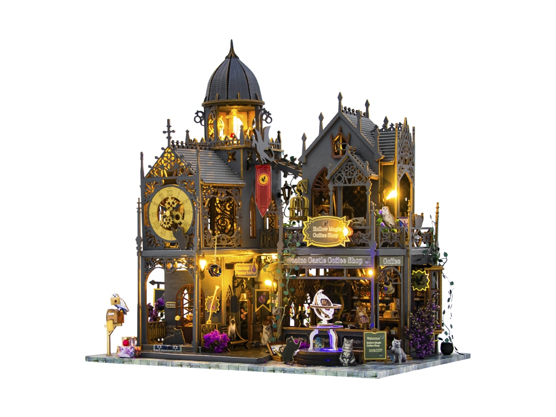 Um Café Mágico E Vazio. Um Modelo 3d Realista Com Luzes Led. Dimensões: 30x20x31 Cm.