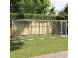 Vidaxl Jaula Para Cão Com Porta 4x2x1,5 M Aço Galvanizado Cinzento