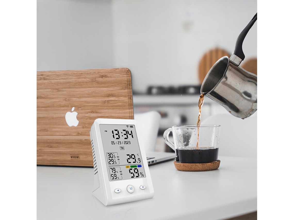 Laxiscreed Detector De Temperatura E Humidade Com Wi-fi E Bateria Recarregável Usb