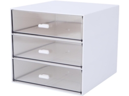 Caixa Organizadora Multifuncional, Design Robusto e Transparente, Polipropileno Branco, Estrutura com Gavetas,