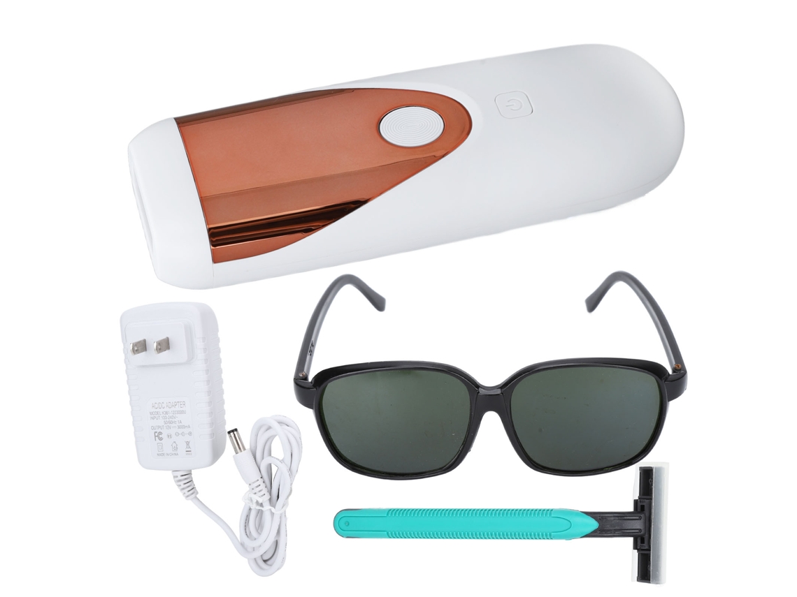 Aparelho de depilação permanente IPL indolor e leve para mulheres e homens, uso doméstico, 100-240V, plugue americano, platina