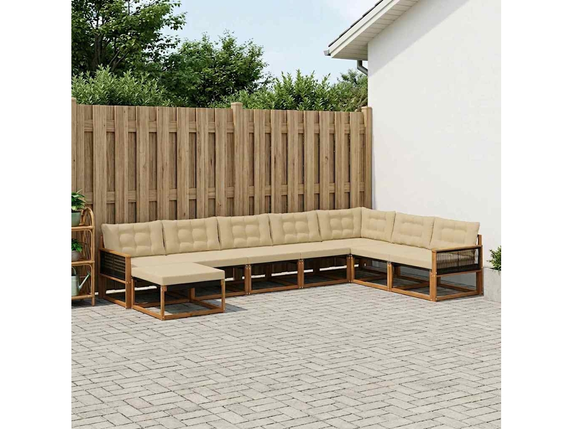 Vidaxl Conjunto De Sofás Para Exterior 8 Unid. Natural E Bege