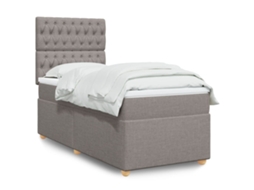 Vidaxl Cama com Molas/colchão 90x200 Cm Tecido Castanho acinzentado
