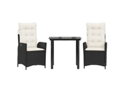 Conjunto de Jantar 3 Pcs para Jardim com Almofadões Vime Pe Preto MAISON EXCLUSIVE (3 pcs)
