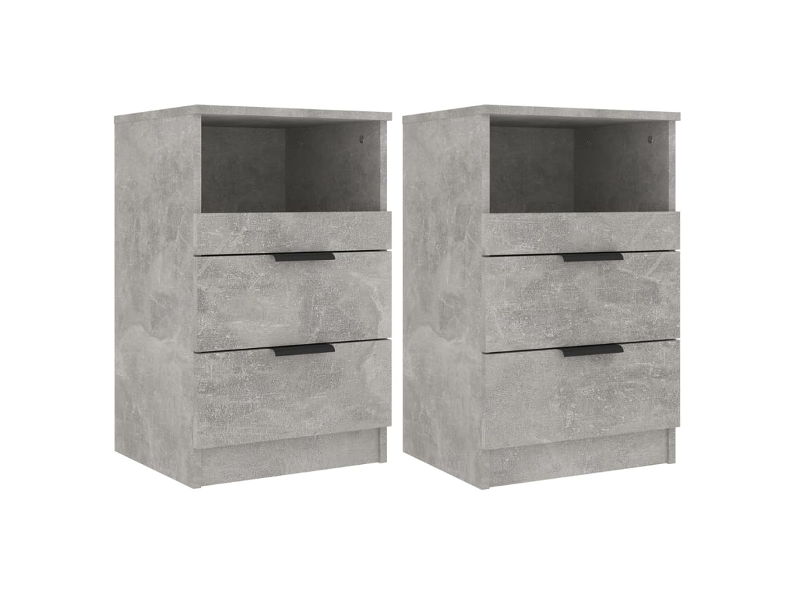 Bedside Cabinet, Bedside Cabinets Vidaxl Cinzeto Compensado (n/a)