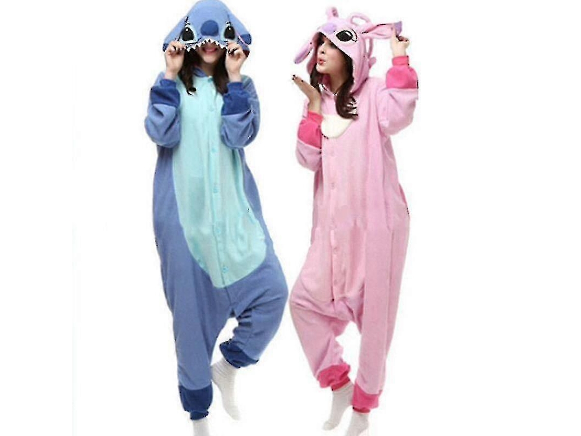 Pijama de Moletom Anime Cartoon Macacão Roupa de Dormir Stitch 1 XL Azul