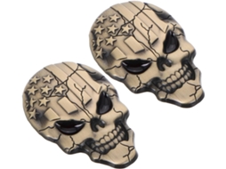 Conjunto De 2 Adesivos De Caveira Em Metal, Feitos Em Liga De Zinco Resistente A Riscos.